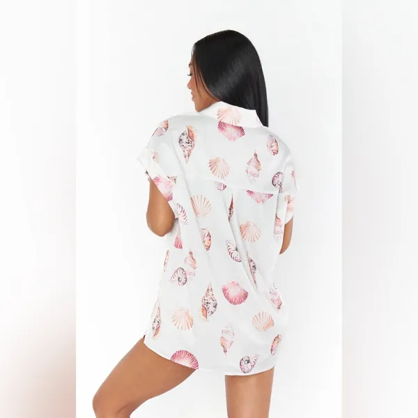 SHOW ME YOUR MUMU Day Dream PJ Top In White Shell Luxe Satin - Image 6