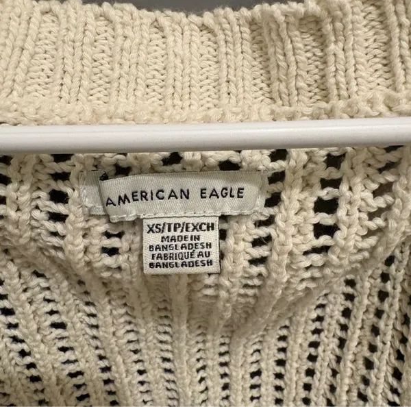 American Eagle Outfitters Cream Open-Knit Cardigan - Image 6