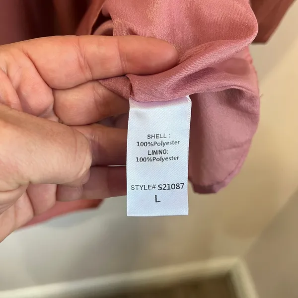 The Post Satin Long‎ Sleeve Mini Dress Lace-Up Back Coquette Pink Party L - Image 8