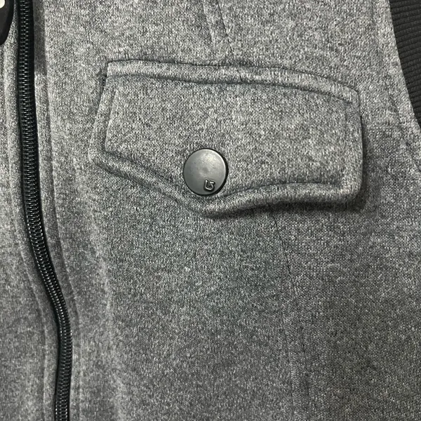 BURTON grey and black full zip vest size large hoodie thick knit‎ - Image 3