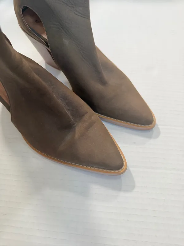 Free People Brown Leather Ankle Boots Womens 7 Boho Side Cut Out Western Booties - Image 8