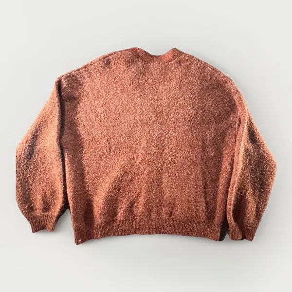 Ascot & Hart Palm Tree Cardigan XL Rust Boucle Knit Oversized Cozy Sweater‎ - Image 2