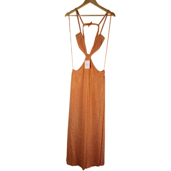 CULT GAIA Dari Metallic Cutout Column Gown Size Medium Cinder - Image 4