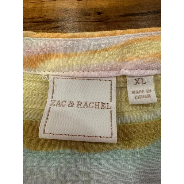 Title: Zac & Rachel XL Pastel Watercolor Stripe Button Down Shirt Roll Tab Sleev - Image 8
