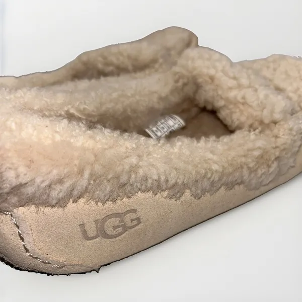 UGG Ansley Heritage Braid Suede Moccasin Slippers Sand Cream Shearling Womens 9 - Image 7