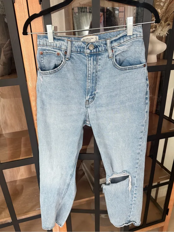 Abercrombie jeans the ankle straight ultra high rise petite short light wash - Image 5