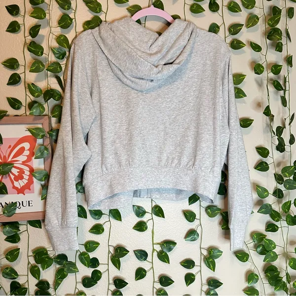 Skims gray zip up cropped hoodie casual influencer cotton light heather - Image 5