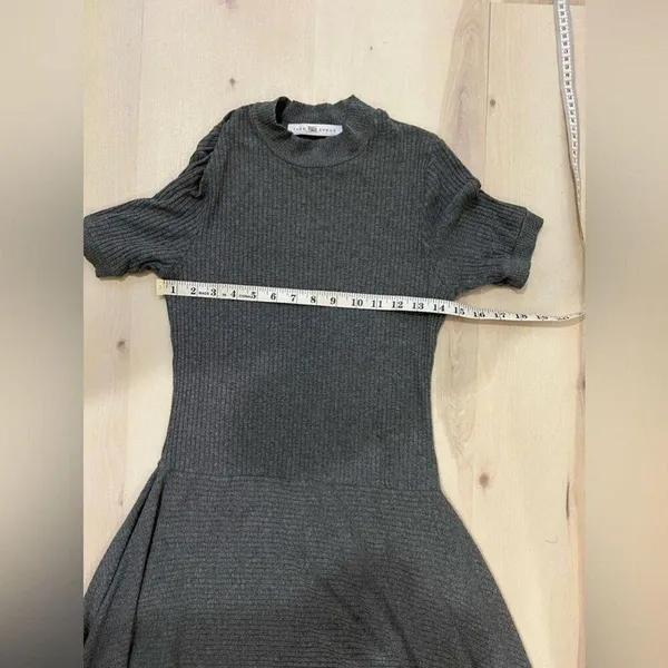 Anthropologie Women Small Susana Monaco Grey Ribbed Mini Dress Fall Chic - Image 7