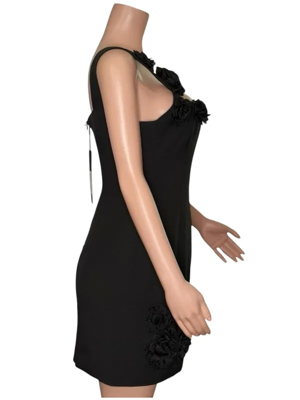 ELLIATT Trompe Floral Appliqués Mini Dress, Black, Medium - Image 7