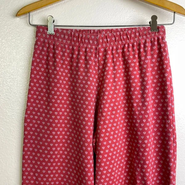 Roller Rabbit Womens Pajama Pants XS Red Hearts Pink Pull On Elastic Lounge Soft - Image 3