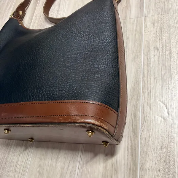 Vintage Dooney & Bourke All Weather Leather Hobo Bag Black‎ Brown Made in USA - Image 5