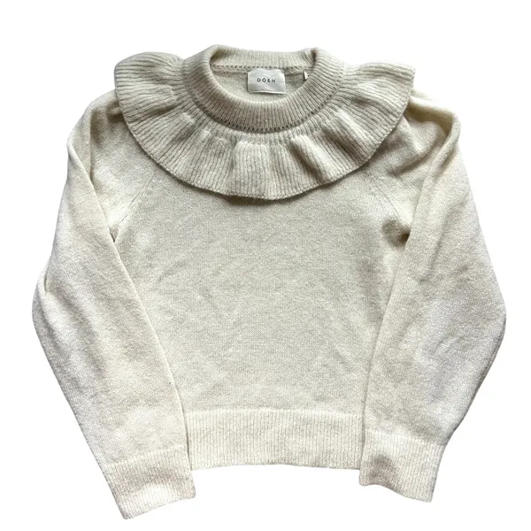 Doen Azaria Ivory Cream Sweater Size XS Alpaca Wool Ruffle Collar - Image 2