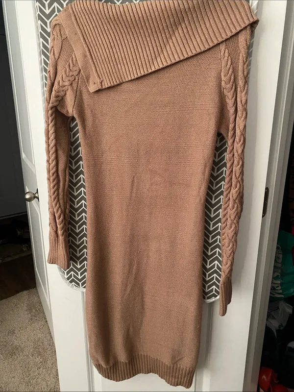 Sweater Dress As Shown Size S Tan - Image 4