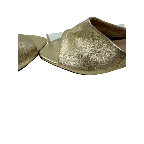 FARYL by Farylrobin Pip Metallic Gold Leather Block Heel Sandals Size 9 - Image 15