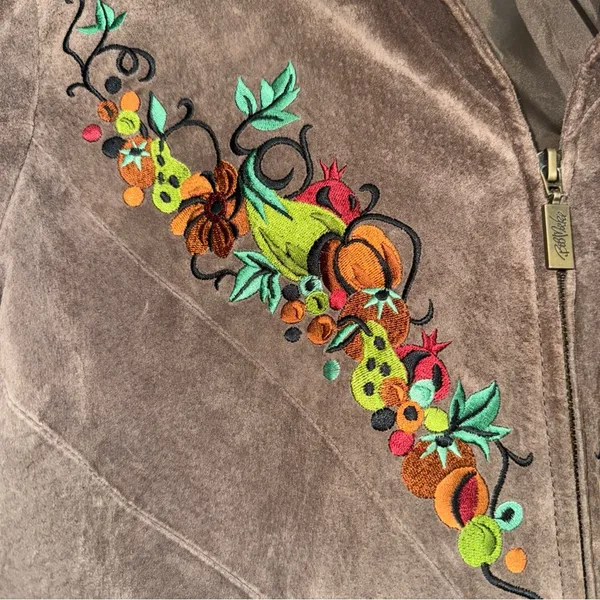 Bob Mackie Suede Wearable Art Jacket Embroidered - Image 3