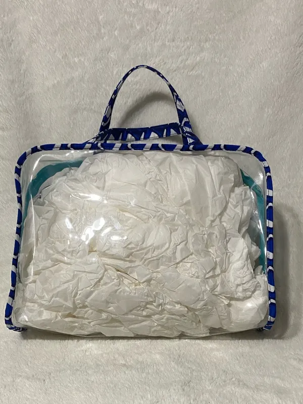 Blue Patterned Clear Travel Tote - Image 2