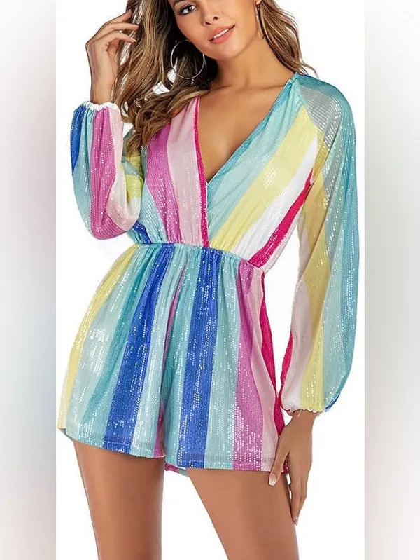 Amazon Sequined romper lover taylor swift unicorn pastel striped rainbow Gabrielle - Image 9