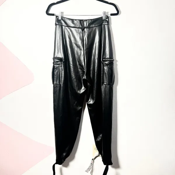 Meshki Black Leather Pants Sz Medium‎ Glam Edgy Grunge - Image 2