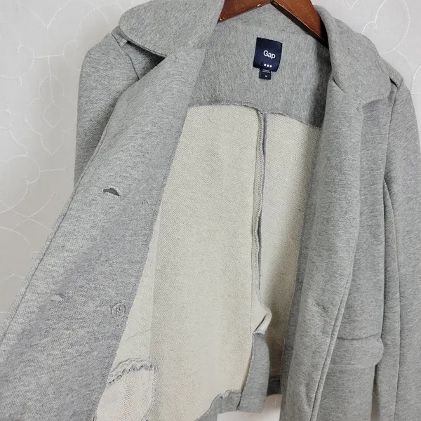 Gap Women's Coat Jacket Medium Gray Double Breasted Button Pockets Lined - Image 3