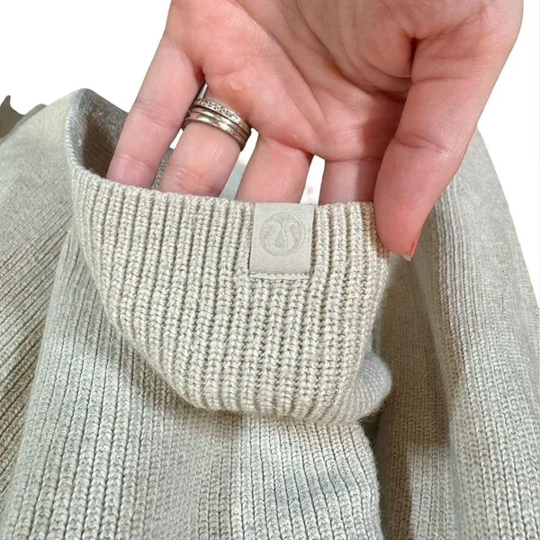 Lululemon Merino Wool-Blend Ribbed Turtleneck Sweater Heathered Natural Ivory - Image 8