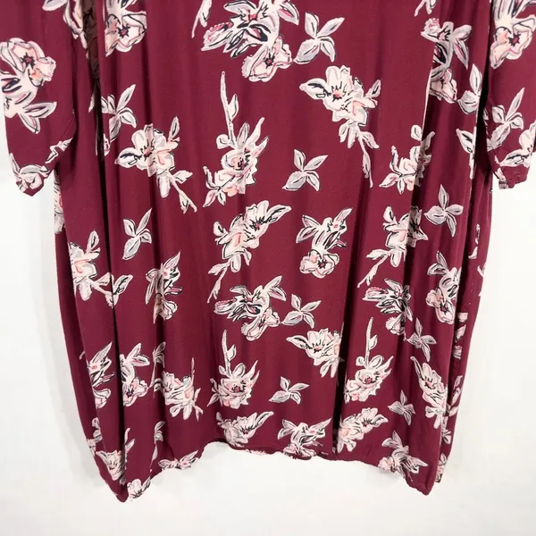 Ellos Plus Size‎ 22 Dress Shift Maroon Floral Shift Mini Lined Back Zip 1514 - Image 4