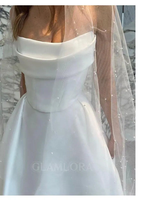 A Line Strapless Dress White Size 0 - Image 2