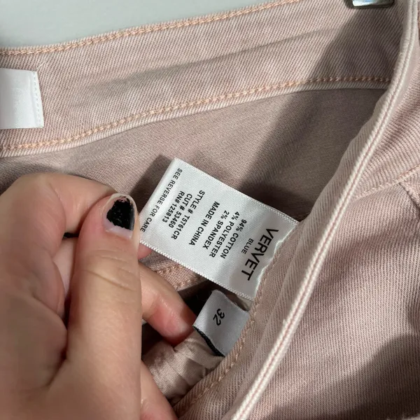Vervet Pastel Pink Denim Raw Distressed Crop Hem Flare Jeans 32 T5671CR Baby - Image 6