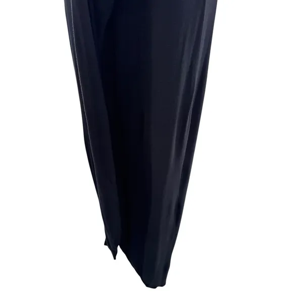 Sleeveless‎ Black Midi Dress Size Small Minimalist Scoop Neck Slit Front Stretch - Image 3