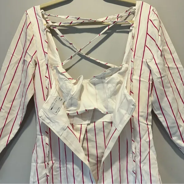 NWT ASOS DESIGN x MILLIE halter neck‎ blazer mini dress in stripe print White - Image 8