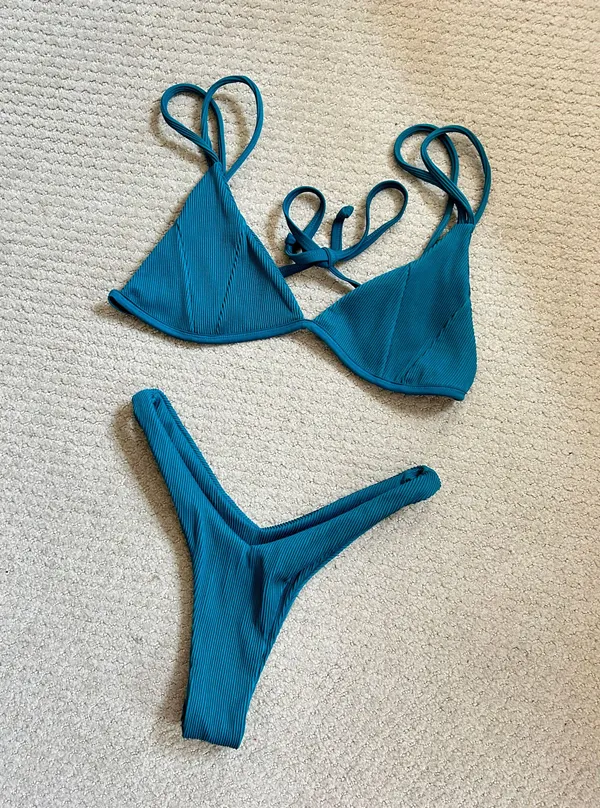 Kulani Kinis teal “Cactus Ribbed” Bikini Set - Image 3