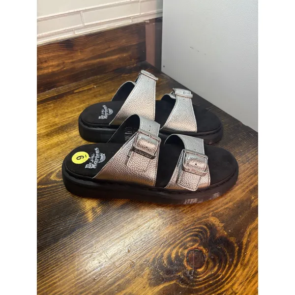 Dr. Martens Silver Metallic Slide Sandals Size 9 - Image 2
