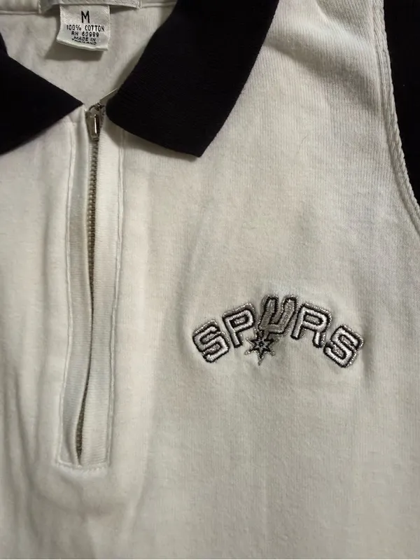 Women’s Vintage San Antonio Spurs Antigua Sleeveless Polo Tank Top - Image 3
