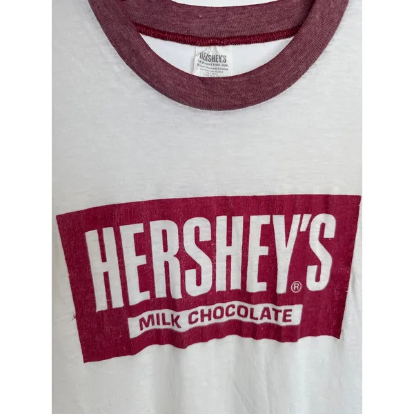 Vintage 90s Hershey’s Milk Chocolate Ringer Tee USA Made Slim Fit Small - Image 3