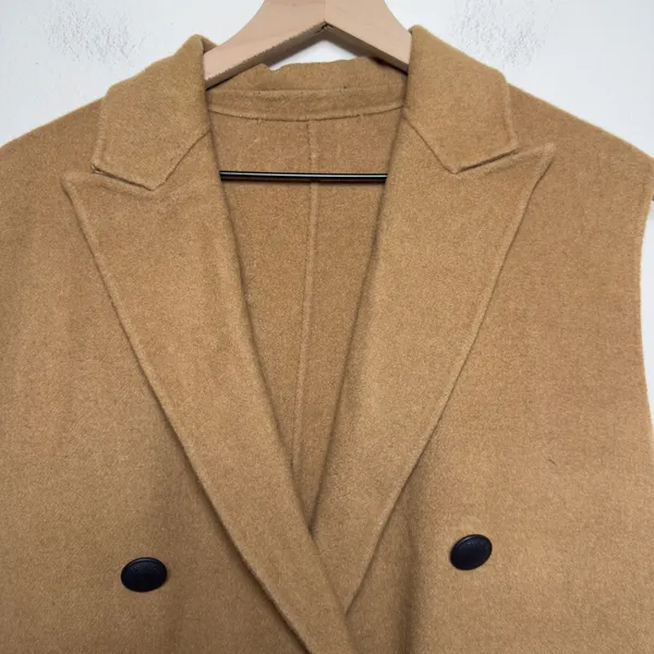 Rag‎ & Bone Women Pearson Vest Camel Wool Double Breasted Belted Sleeveless Coat - Image 3