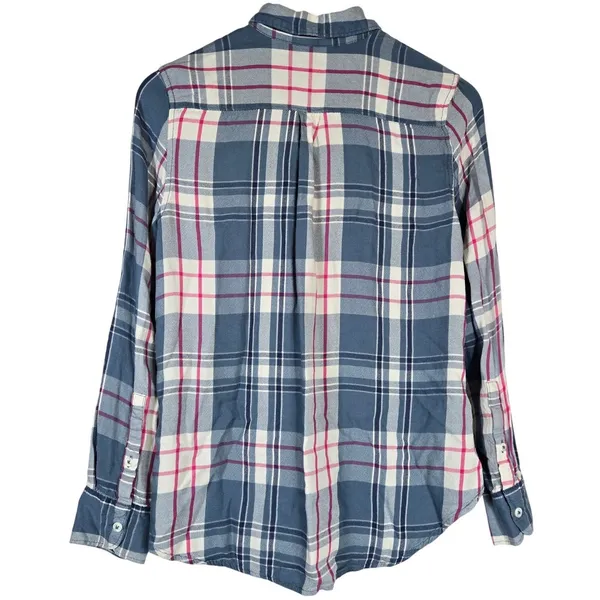 Woolrich Plaid‎ Button Down Shirt Womens M Blue Pink Long Sleeve Rayon - Image 2