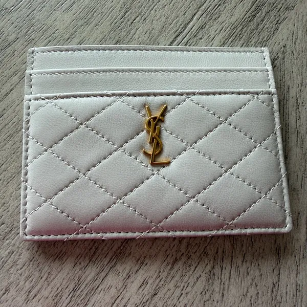 Saint Laurent Cassandre Matelasse Card Case in Grain De Poudre Embossed Leather NEW - Image 2