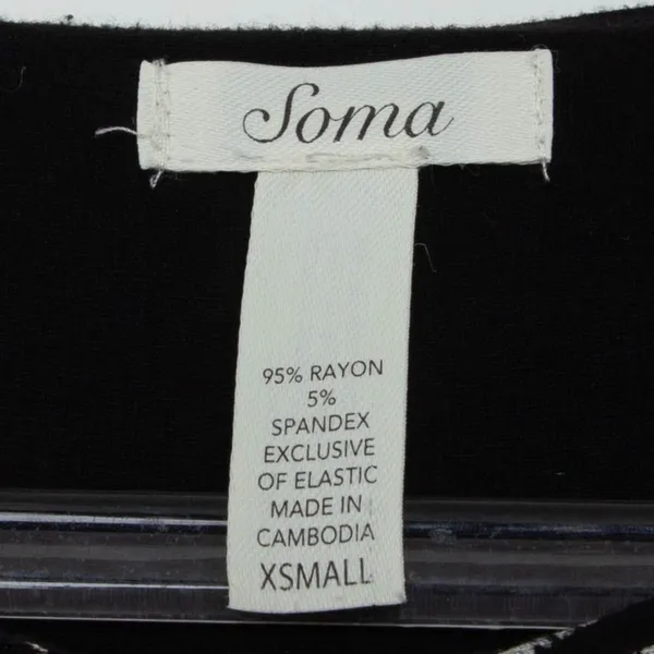 Soma Womens Jersey‎ Knit Baroque Keyhole Smocked Maxi Dress Size XS Black Boho - Image 6