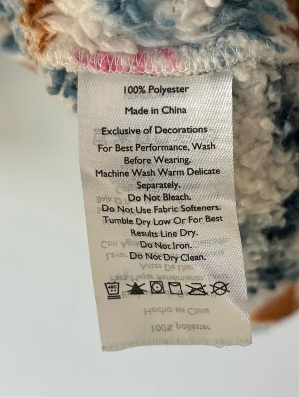 Eddie Bauer Aztec Print Cozy Fluffy Sherpa Fleece 1/4 Zip Pullover Blue Pink - Image 6