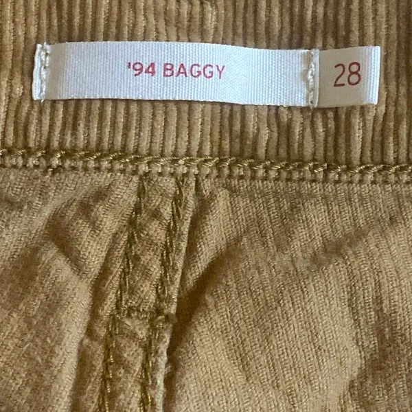Levi's 94 Baggy Women's Tan Corduroy High Rise Wide Leg Trousers Pants Size M - Image 5