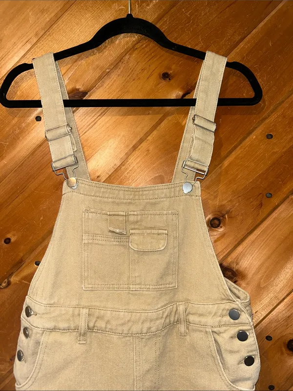DAZY khaki denim overall shorts Tan Size M - Image 2