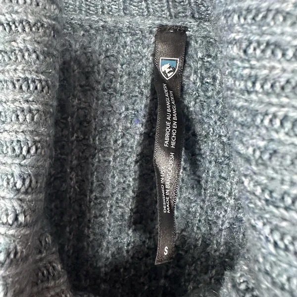 Kuhl Sienna Sweater Womens Small Blue Waffle Knit Turtle Neck Drop Hem Stretch - Image 5