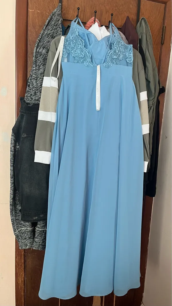 Azazie Lennon Steel Blue bridesmaid dress - Image 4