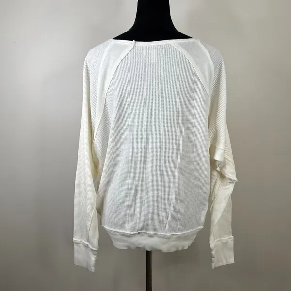 Free People Santa Clara Waffle Knit Thermal‎ Long Sleeve Top in Alabaster White - Image 11
