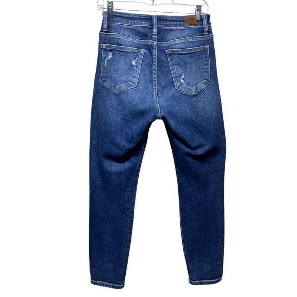 Judy Blue Boyfriend Jeans Women Sz 3/26 Distressed Stretch Denim‎ Blue - Image 2