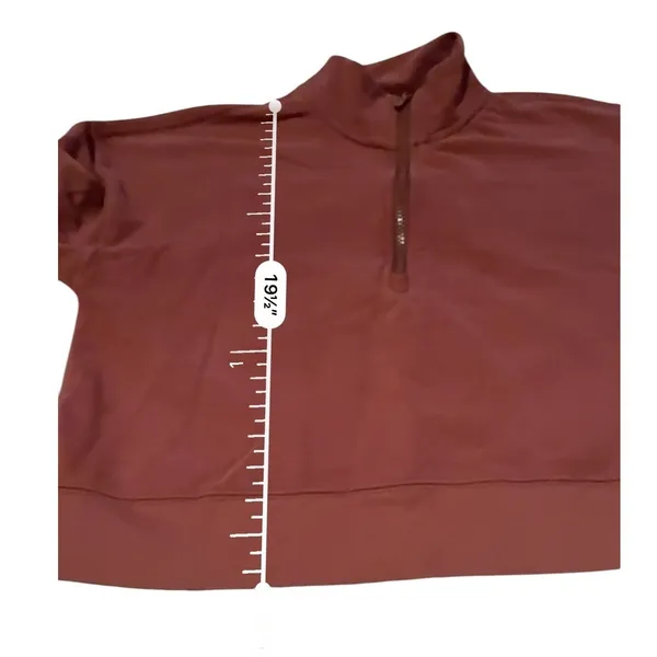 Fabletics Quarter Zip Sweatshirt Womens M Rust Terracotta‎ Cropped French Terry - Image 6