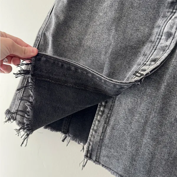 Free People We The Free Parker Wrap Mini Skirt Raw Hem Denim Black‎ Washed - Image 6