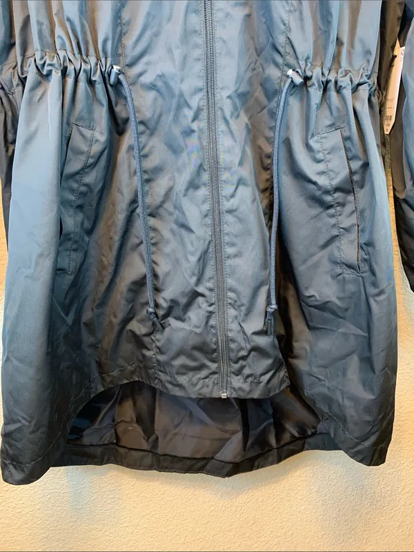 Stylus black rain coat sz XL NWT cinched waist hooded preppy long trench - Image 5
