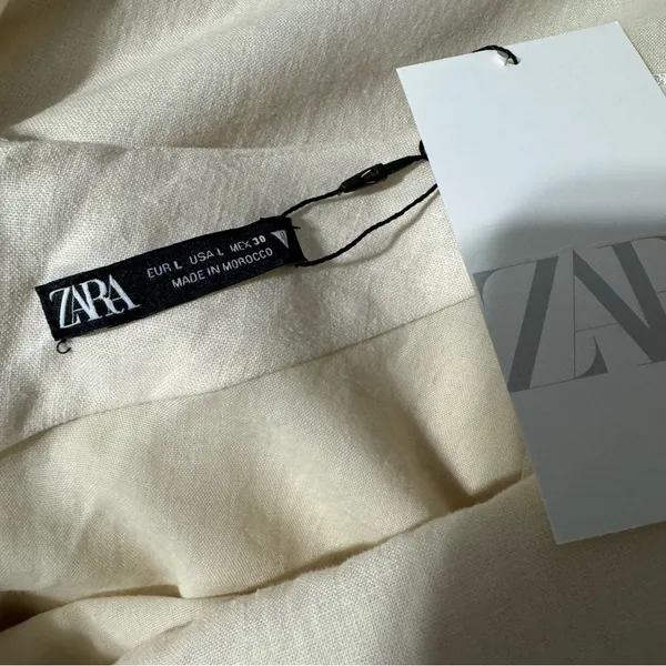 Zara Bloggers Fav Ecru Linen Blend Bohemian Open Back Cut Out Midi Dress‎ Sz L - Image 17
