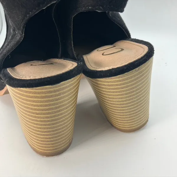 Ccocci Black Suede Cutout Slingback Block Heel Booties Size‎ 6.5 Western Style - Image 6