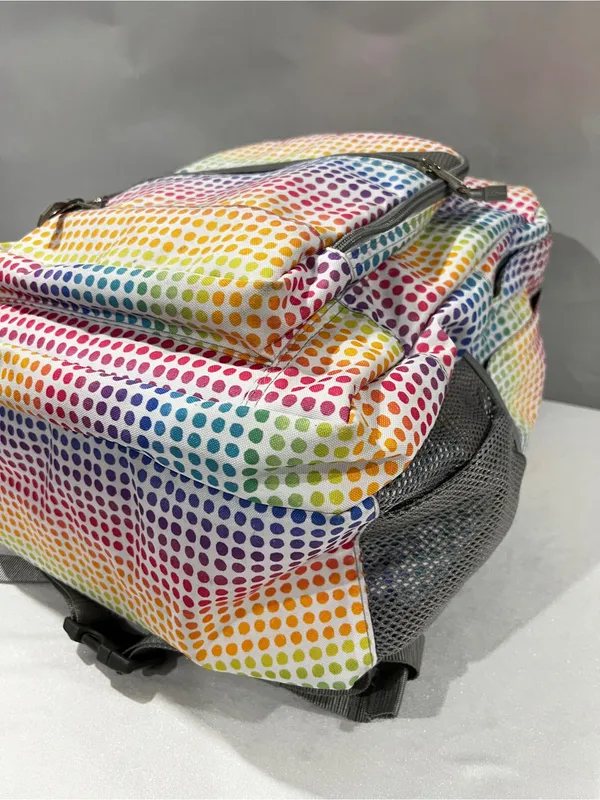 L.L.Bean Deluxe Backpack Book Pack Multicolor Polka-Dots Adjustable Straps - Image 6